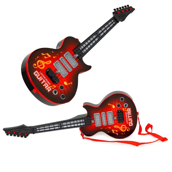 Gyerek elektromos gitár fényekkel piros