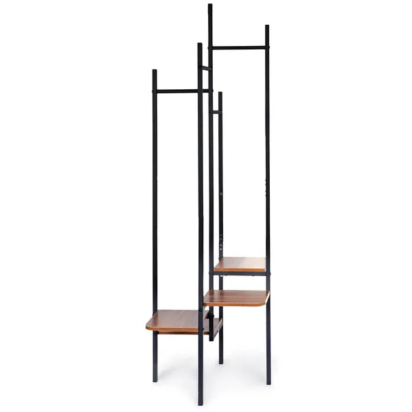 Álló ruhafogas 4 polccal, fémből, 4 keresztléccel, 176×55 cm, max 30 kg