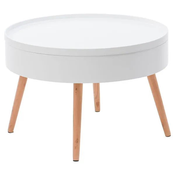 Kerek, levehető tálcás dohányzóasztal tárolóval, 60 cm