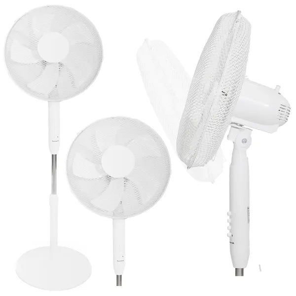 Álló ventilátor 45 W, 40 cm átmérő, 5 lapát, 3 sebesség, fehér