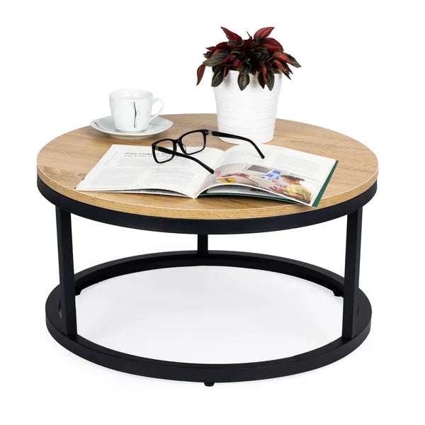 60 cm-es kerek loft dohányzóasztal fém vázzal, laminált forgácslap