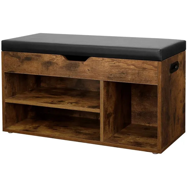 Loft cipősszekrény párnázott ülőrésszel, 3 polccal, 80×30×44 cm, 150 kg