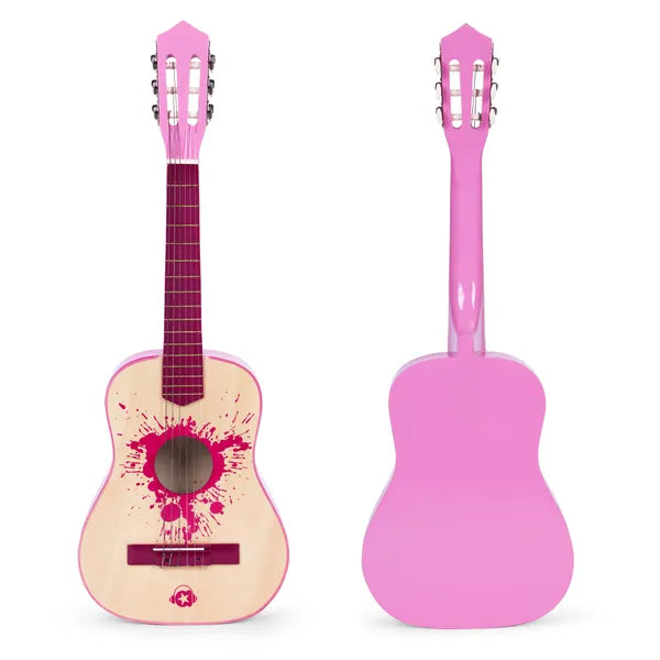 Ecotoys gyermek gitár rózsaszín - 6 húr, fa, 3+ év