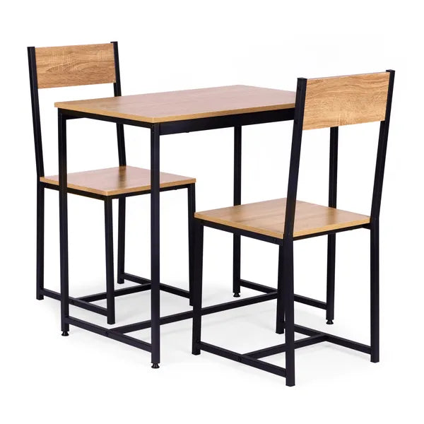 Étkező- bútorszett: 78x49 cm tölgy MDF asztal + 2 fémszék