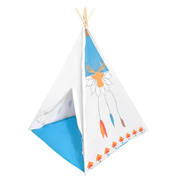 Gyerek indián teepee sátor 120x120x150 cm, fa vázzal, padlóval