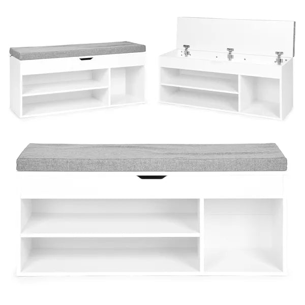Modernhome cipősszekrény ülőkével, 3 polc, fehér