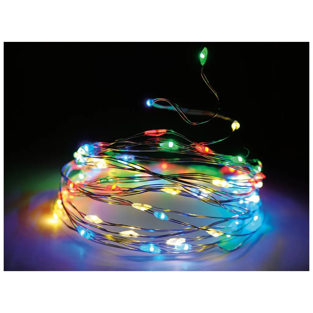 100 LED-es fényfüzér, 10 m, többszínű