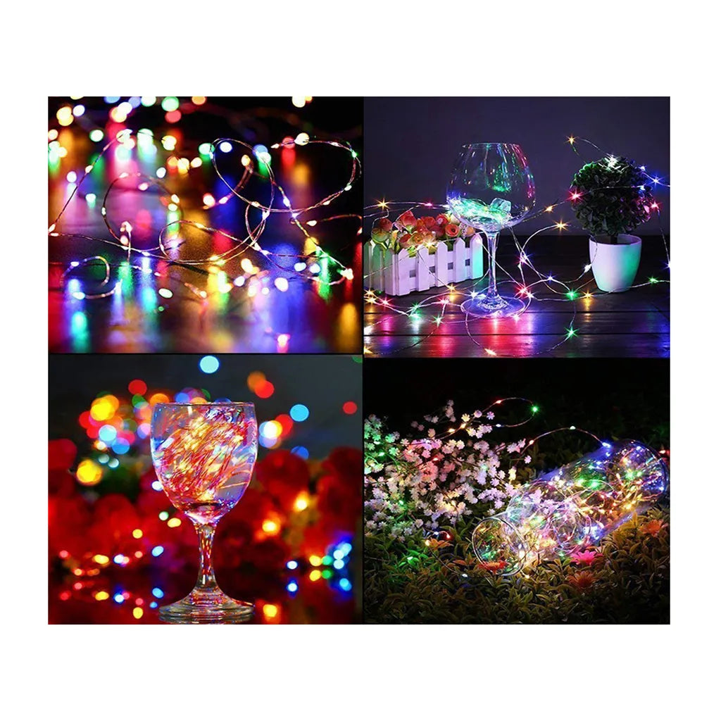 100 LED-es fényfüzér, 10 m, többszínű