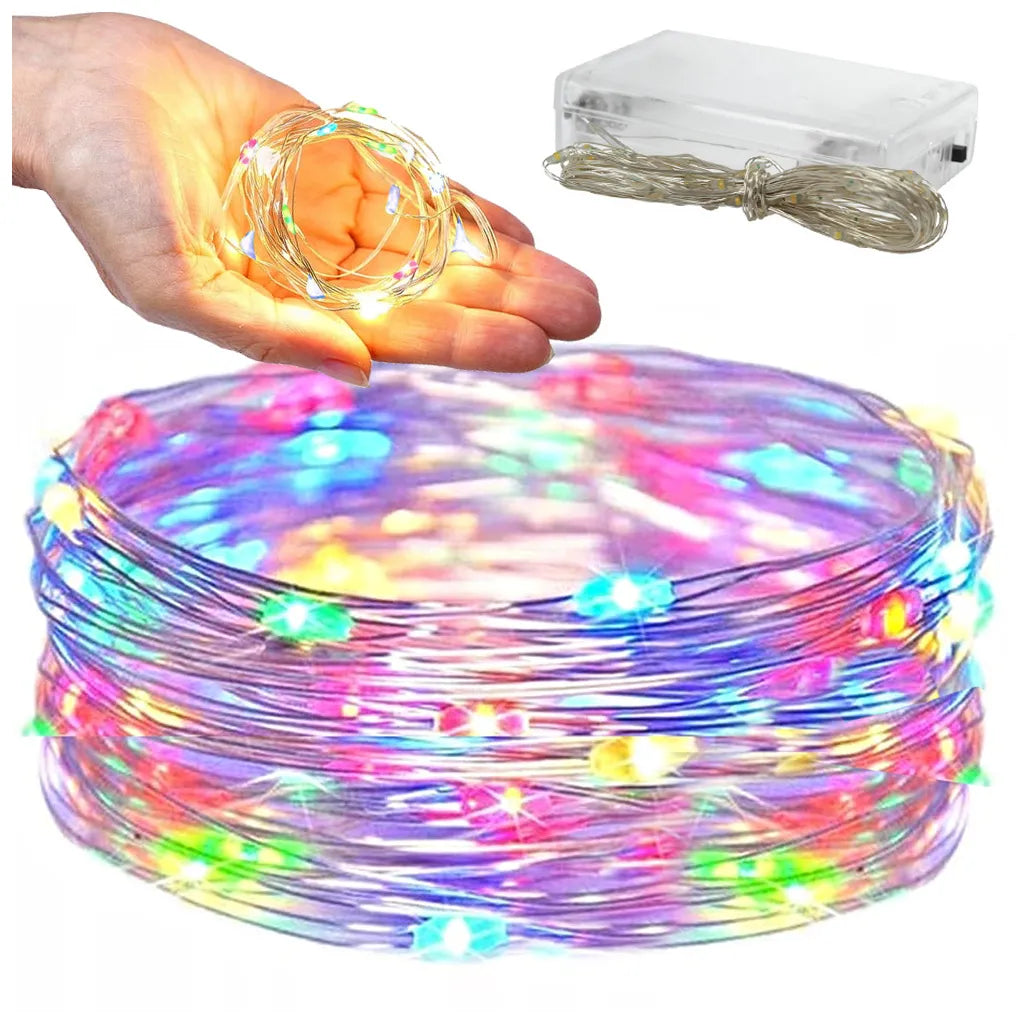 100 LED-es fényfüzér, 10 m, többszínű