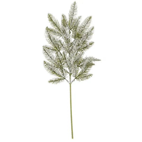 Karácsonyi műfenyő ág fehér hóhatással, 68 cm – díszítő gally
