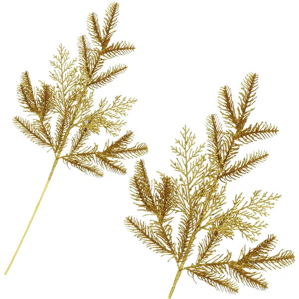 Karácsonyi díszítő ág, arany-sárga, műanyag, 69 cm