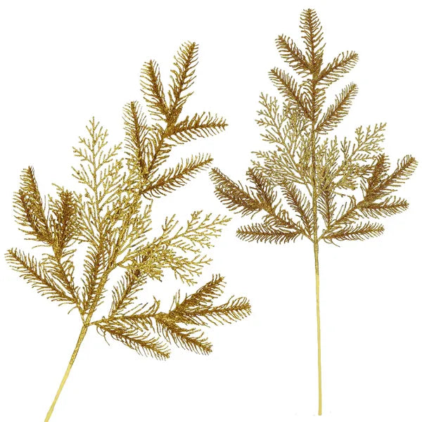 Karácsonyi díszítő ág, arany-sárga, műanyag, 69 cm