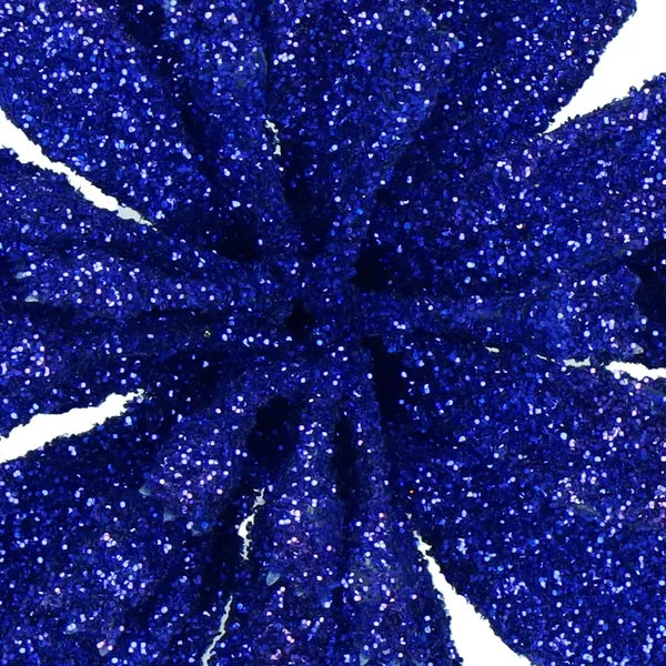Karácsonyi műanyag poinsettia virág dísz, 15 cm, lila, csillámos