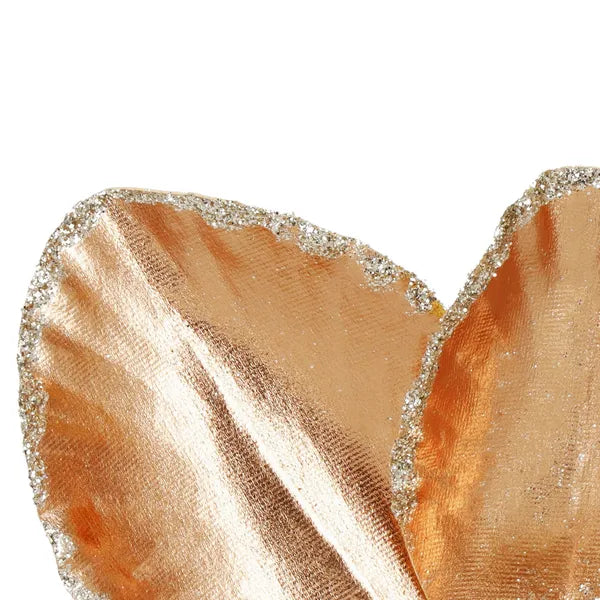 Mű magnólia virág, sárga-arany csillámos, 25×38 cm