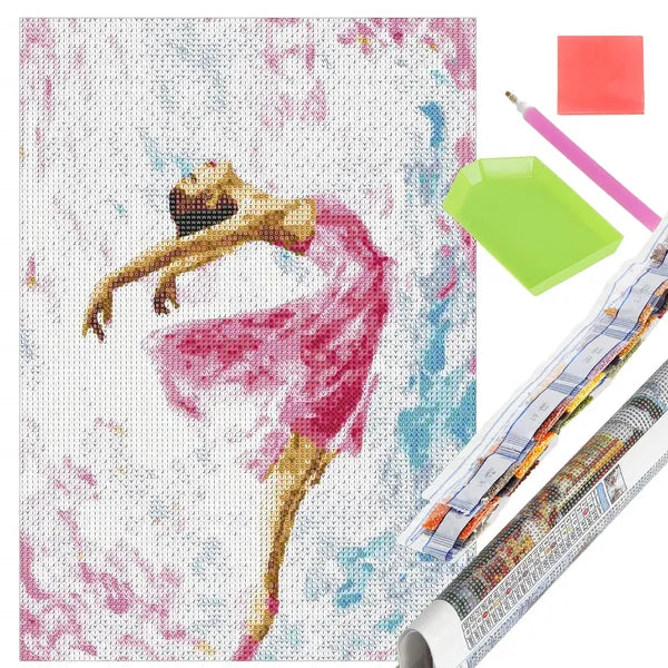 Tündöklő balerina gyémántszemes festőkészlet, 30×40 cm, multiszín