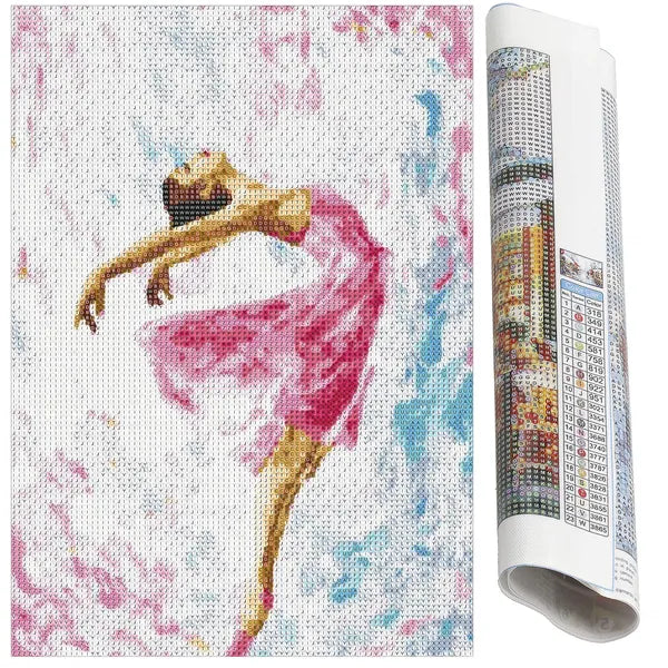 Tündöklő balerina gyémántszemes festőkészlet, 30×40 cm, multiszín