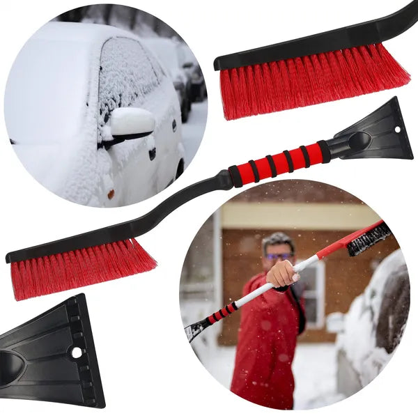 Autós jégkaparó és hókefe, kétoldalas, 62 cm, fekete/piros