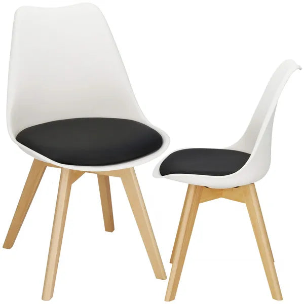 Modern design étkezőszék, PP ülőfelület fa lábakkal, eco-bőr párna, 125 kg