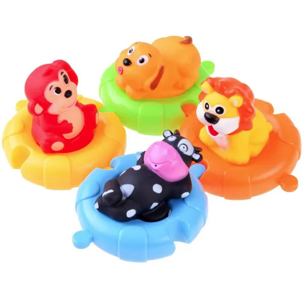 Fürdőjáték készlet 4 gumis állattal és úszó puzzle elemekkel