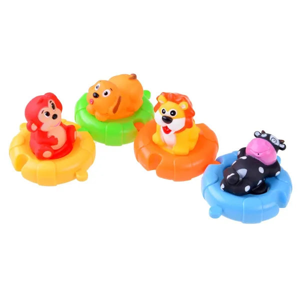 Fürdőjáték készlet 4 gumis állattal és úszó puzzle elemekkel