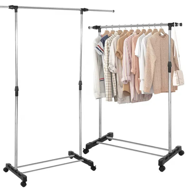 Teleszkópos alumínium ruhaállvány, 94-160 cm, 15 kg, 4 fékezhető görgő