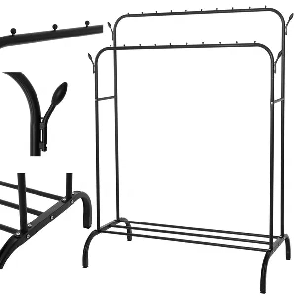 Springos fém ruhafogas, állítható 126-146 cm, fekete matt, 20 kg