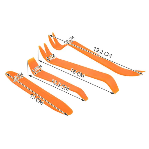 Kárpit- és patentkiszedő spatulakészlet, 4 db, narancs PP műanyag