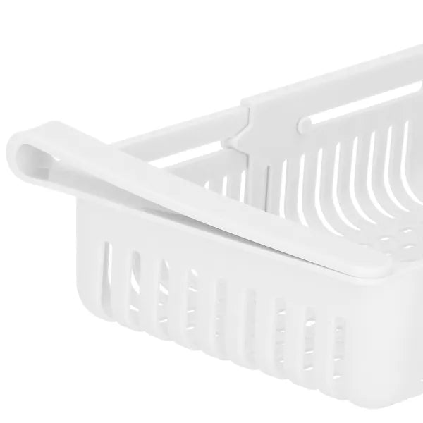 Rugalmas hűtőszekrény rendszerező fiók, fehér, 20,5-28,5 cm, PP