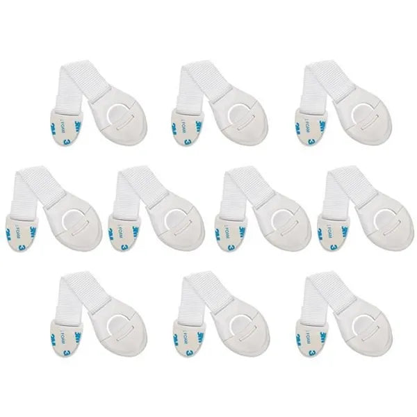 Fehér univerzális szekrényzár gyerekbiztonsághoz, 10 db-os készlet, 20 cm