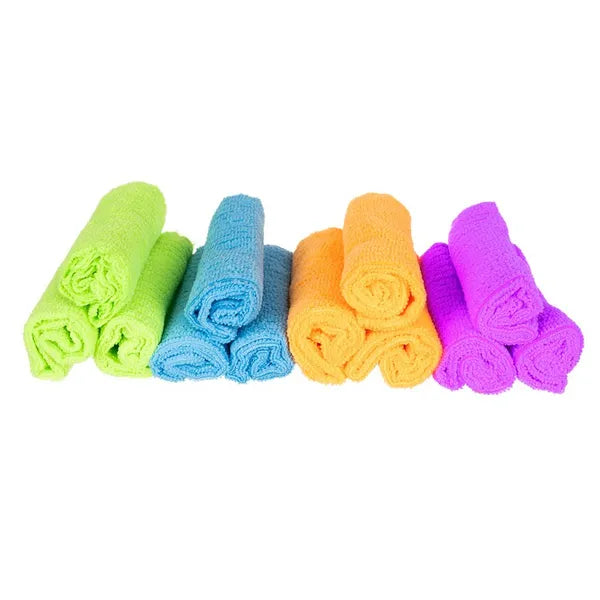 Mikroszálas törlőkendő szett 12 db, 30×30 cm, színes, magas nedvszívás