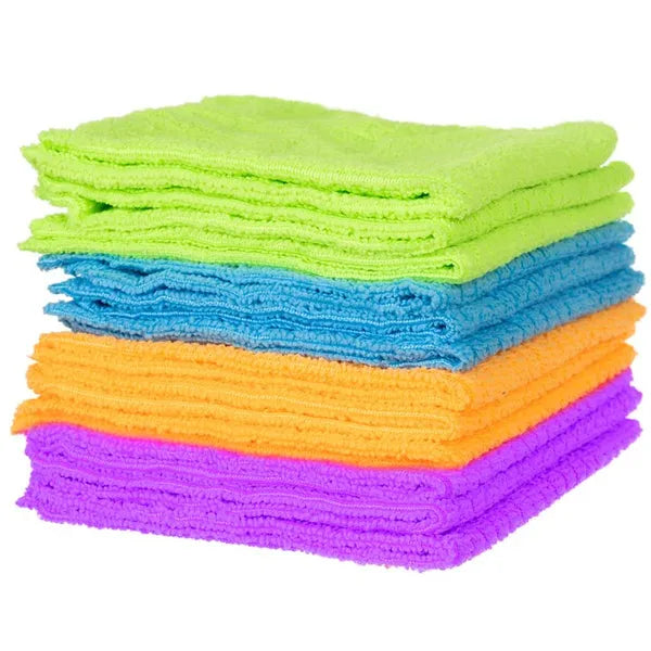 Mikroszálas törlőkendő szett 12 db, 30×30 cm, színes, magas nedvszívás