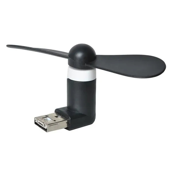 2 az 1-ben USB-microUSB mini ventilátor fekete, 9 cm