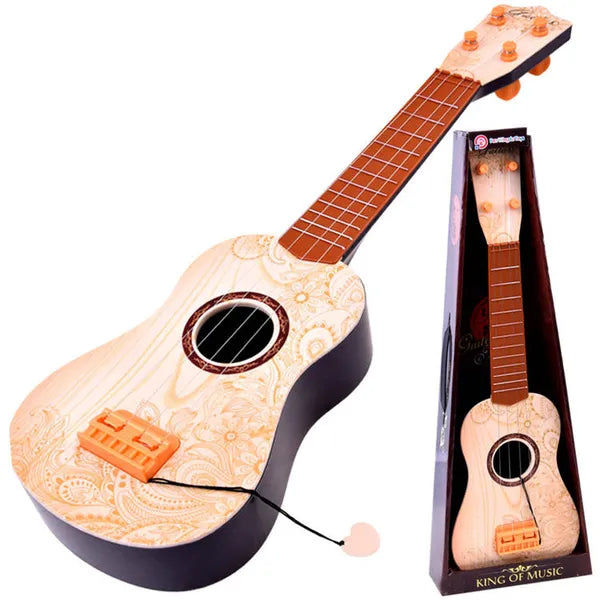 Gyerek játék gitár 54,5 cm – 4 fém húr, műanyag fa hatással