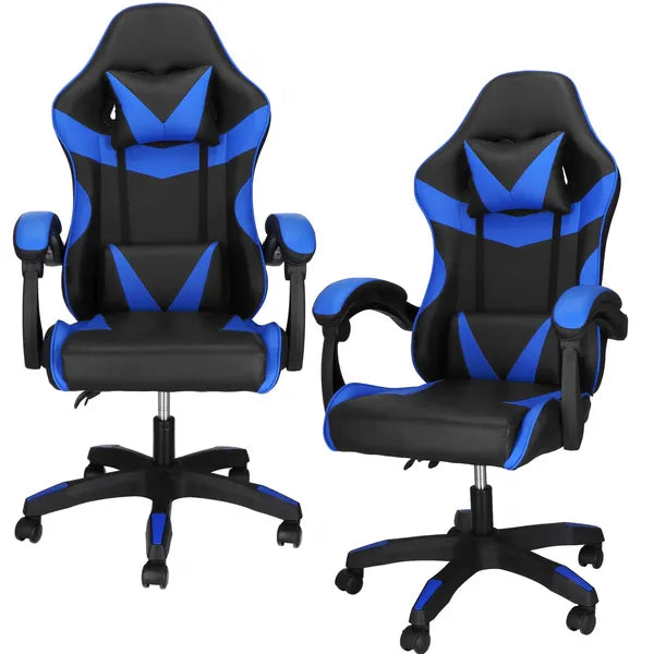 Ergonomikus irodai forgószék fekete-kék műbőr, állítható, 120 kg