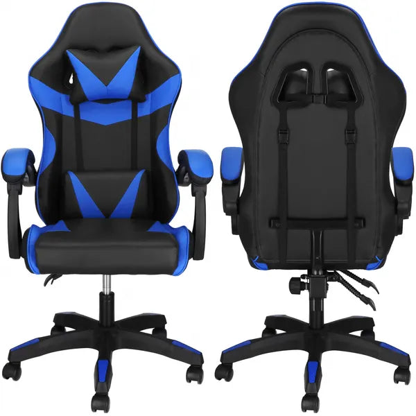 Ergonomikus irodai forgószék fekete-kék műbőr, állítható, 120 kg