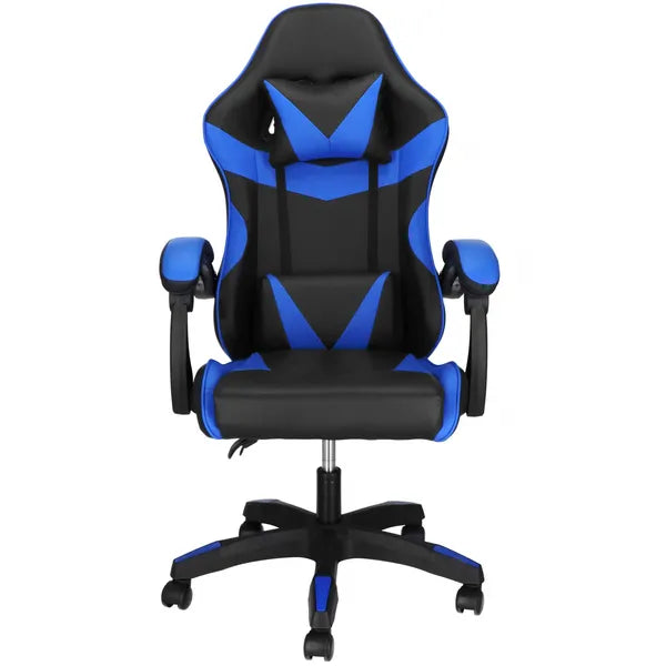 Ergonomikus irodai forgószék fekete-kék műbőr, állítható, 120 kg