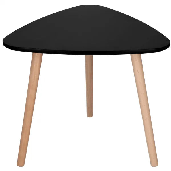 2 db skandináv háromszög dohányzóasztal szett, fekete lap, 54/41 cm