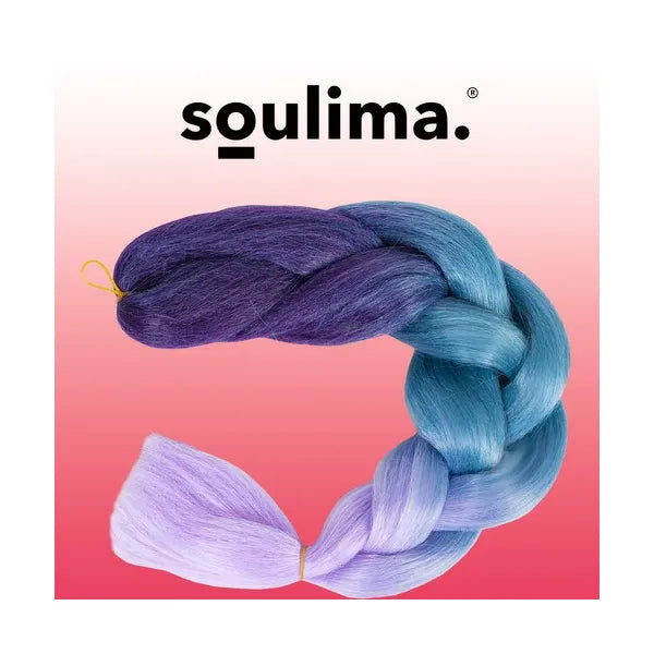 Szintetikus ombre hajfonat kék-lila árnyalatban, 60 cm