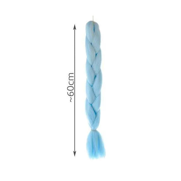 Kék szintetikus hajfonat, 60 cm, hőálló műszálas póthaj