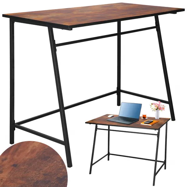 Springos asztal 100×50×76 cm, barna laminált lap, fekete acél váz
