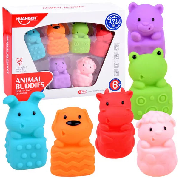 Gumi fürdő állatok vízi játék szett, 6 db, vízsugár, 7.5 cm