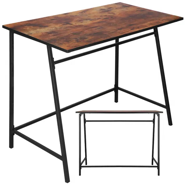 Springos asztal 100×50×76 cm, barna laminált lap, fekete acél váz