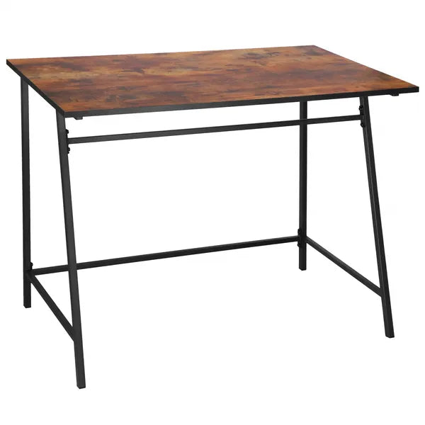 Springos asztal 100×50×76 cm, barna laminált lap, fekete acél váz
