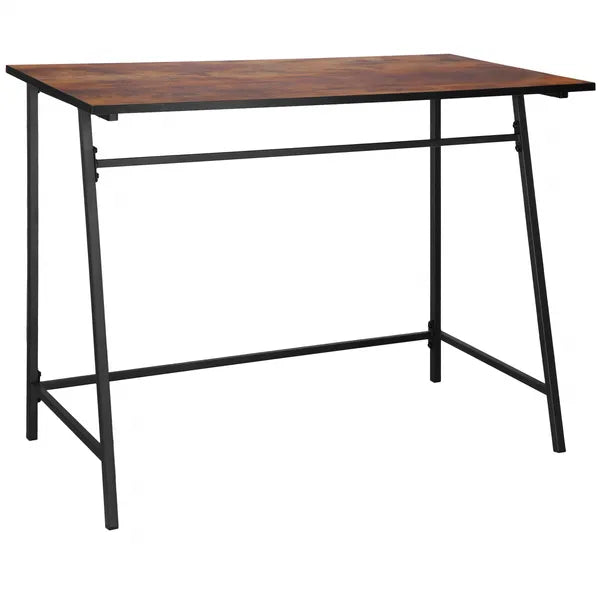 Springos asztal 100×50×76 cm, barna laminált lap, fekete acél váz
