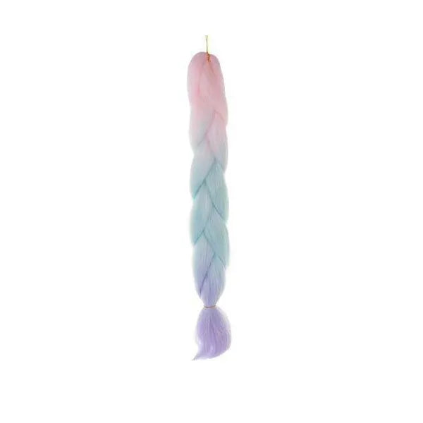 Ombre szintetikus hajfonat 60 cm – rózsaszín/fehér/lila, hőálló