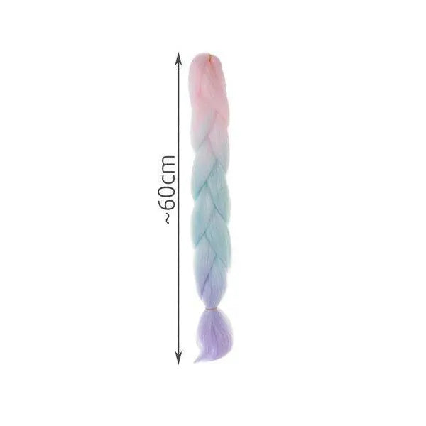Ombre szintetikus hajfonat 60 cm – rózsaszín/fehér/lila, hőálló