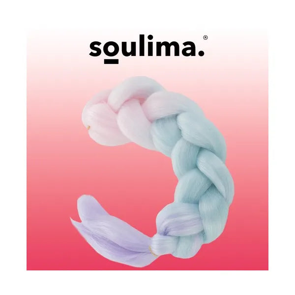 Ombre szintetikus hajfonat 60 cm – rózsaszín/fehér/lila, hőálló