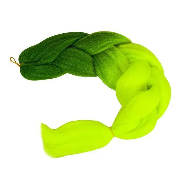 Ombre neon zöld szintetikus hajfonat, 60 cm