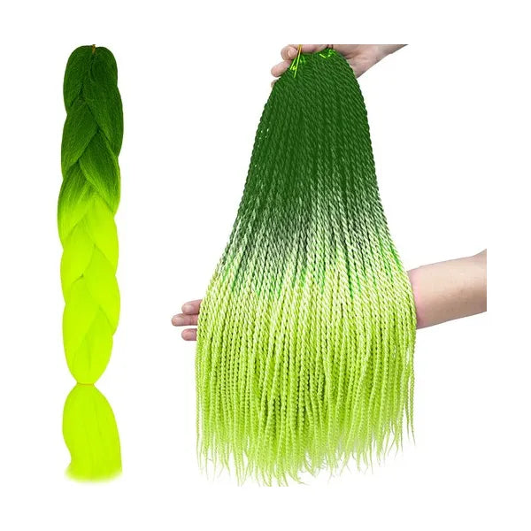 Ombre neon zöld szintetikus hajfonat, 60 cm