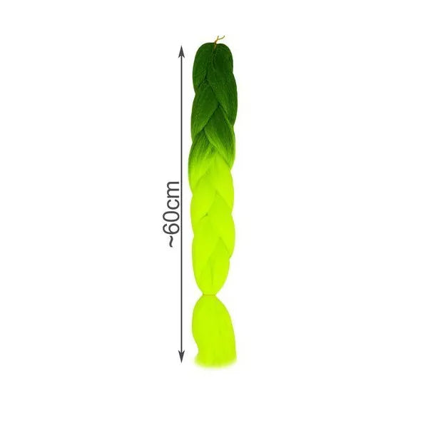 Ombre neon zöld szintetikus hajfonat, 60 cm